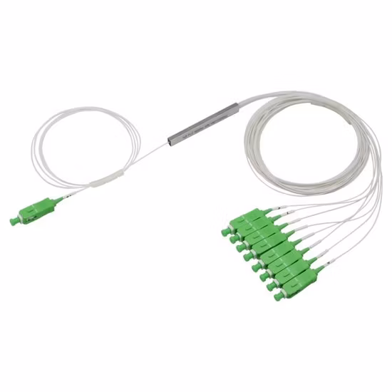 Zertifizierter Hersteller FTTH-Kassettentyp Glasfaser-PLC-Splitter 1*4 Sc/Upc 09 mm mit ausgezeichneter Gleichmäßigkeit und Zuverlässigkeit